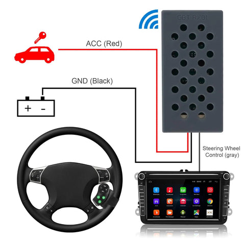 Universal Bluetooth Steering Wheel Remote For Car Stereo With Hands Free Calls Music And Video, Plug And Play Easy Install Wireless Controller For In Car Audio Black installation diagram