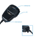 Back of Two Way Radio Walkie Talkie Shoulder Microphone With Earpiece For Baofeng UV5R BFF8HP BF888S Kenwood showing clip and ports