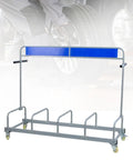 Heavy Duty Tire Stand And Rack With Locking Casters For Motorcycle Or Car Tires Built Tough With An Iron Frame for organized storage.