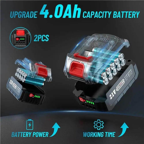 Top Shelf Brushless Cordless Angle Grinder Featuring A Badass 10000Rpm Motor And Comes With Two 4.0Ah Batteries for battery power and performance.