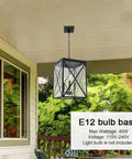 Outdoor Pendant Light Black Finish With Clear Glass, 1 Light Exterior Hanging Lantern on Porch
