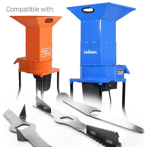 Replacement Blade Set For Wood Chipper Mulcher Leaf Shredder 3 Piece High Performance Durable Blades displayed with compatible shredders