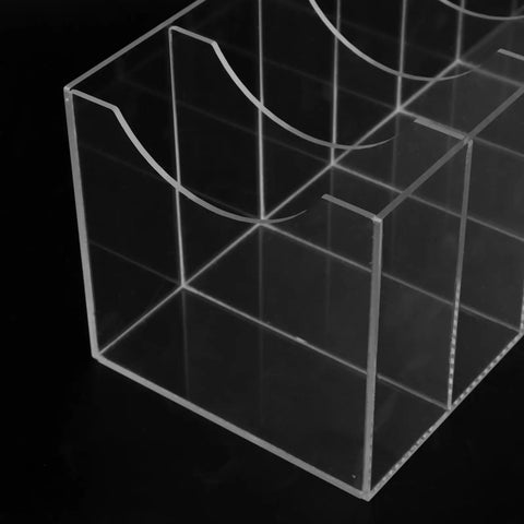 Upgrade Your Drawer Storage Vibe Today With This Sturdy Clear Acrylic Belt Organizer Designed With Five Flexible Foldable Sections To Store Ties And Belts. Close-up view of the transparent compartments.