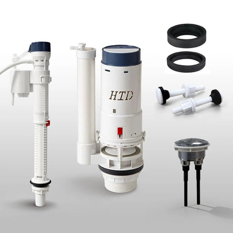 Universal Toilet Tank Repair Kit With Dual Flush Valve And Inlet Valve, High Performance ABS Replacement Parts For 2 Inch Drain Outlet