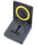 Rugged 10A Weatherproof Outdoor Power Outlet With Secure Cover For Caravans And RV Campers, heat-resistant nylon material.
