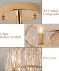 Close-up detail of K9 Crystal Gold Chandelier Ceiling Light Three Light Modern Mini Crystal Semi Flush Mount Pendant Lamp with E12 base