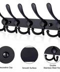 2 Pack Wall Mount Coat Rack Five Heavy Duty Hooks Solid Stainless Steel Build Built Different To Secure Hats Towels Robes - Black finish design.