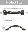 Six Inch Black Metal Barn Door Pulls Set Of Four Vintage Rustic Cabinet Handles size dimensions shown in inches and millimeters