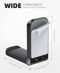 Sticky Headphone Holder Under Desk Clip Adhesive Headset Hanger Mount For AirPods Max HyperX Sennheiser, side view dimensions.