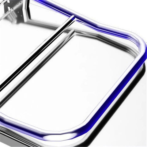 Close-up view of Heavy Duty Stainless Steel Platform Hand Truck Hella Durable Push Cart handle with a shiny finish.