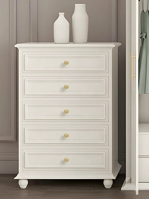 White dresser with Brushed Gold Cabinet Knob Set Five Pack Dope Brass Drawer Pulls For Kitchen Cupboard And Bathroom Dresser Hardware