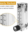 Panel Mount Gas Flowmeter LZM-6T With Adjustable Valve, 2-20 LPM And 4-40 SCFH, Female One Quarter Inch Thread Interface shown clearly marked