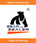 Bear the Sealer logo: black bear silhouette over blue text on white background, orange header and footer bars.