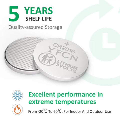 Top Shelf CR2016 3V Lithium Coin Cell Batteries 10 Count Pack, showcasing battery side with label and attributes.