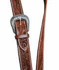 Premium Hand Tooled Leather Western Horse Headstall Split Ear Belt Design With Quick Bit Ties For Trail Cruises And Rodeo Sessions That Ride Slick As Can Be, detailed buckle and embossed leather.