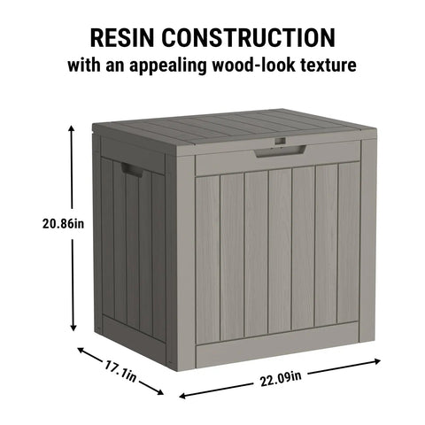 Weatherproof 31 Gallon Deck Box With Locking Lid For Outdoor Cushions, Pool Gear, And Garden Tools In Greige, UV Resistant Resin Storage Bin