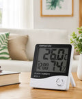 Smart Indoor Hygrometer And Thermometer For Home And Office With Crisp Temperature And Humidity Readings Compact Room Sensor For Baby Rooms Pets Bedrooms And Kitchen Comfort on wooden table