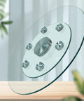 Tempered Glass Lazy Susan Turntable For Dining Table Round Rotating Serving Tray Clear Easy Clean 8mm Thick Glass