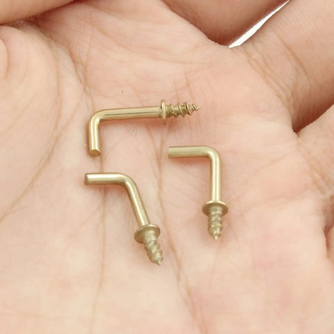 Gold L Shaped Screw Hooks Half Inch Self Tapping Right Angle Square Bend 7 Shape Hook Pack 150 Piece for Wood 12mm