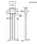 Score A Legit Pack Of Heavy Duty Hall Effect Sensor Switches dimensions diagram showing TO-92 package and pinout details.
