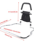 Sturdy Stainless Steel Bed Rail Safety Aid With Anti Slip Handrail For Fall Prevention and Independence, measurements shown