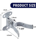 1-3/8 Inch Chain Link Fence Gate Latch Wall Mount Flat Back Metal Gate Fork Latch Hardware With Lag Bolt For Fence Gate Frames Easily Mounts To Post Or Wall Durable And Easy To Install, shown with dimensions