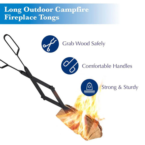 Heavy Duty Fireplace Tongs 26 Inch Long Log Grabber Featuring A Killer Grip For Quick Hauling Of Scorching Logs And Hot Coals Safely Straight Up Built From Thick Steel So You Have No Sweat Tossing Everything Into Your Wood Stove Today