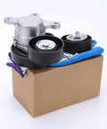 Premium Serpentine Belt Tensioner And Idler Pulley Kit Direct Fit For Ford Explorer Edge Taurus Fusion Flex 3.5L V6 2007 To 2019 Keep Your Ride Squeal Free With Quick Swap And Top Shelf Build Grade Replacement Part 04593633AA Skip Dealer Fees Today. on box