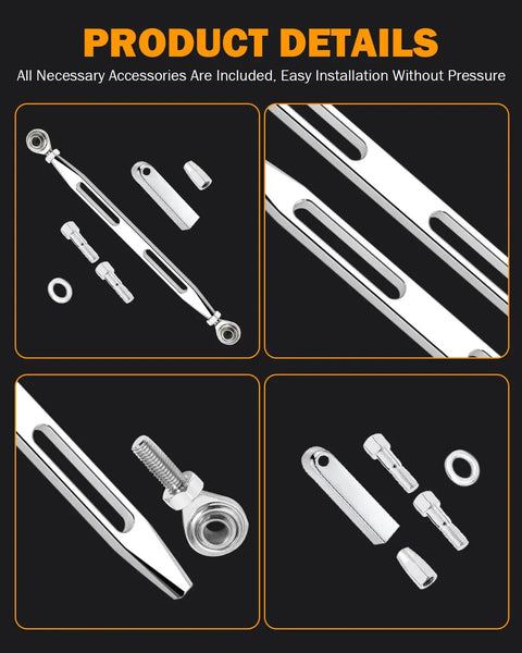 Chrome Shift Linkage Gear For Harley Touring Softail Trike Road King Electra Street Glide 1986 Through 2024 Replacement Upgrade With Smooth Shifting Heavy Duty Fit And Biker Grade Precision For OEM Controls. chrome billet linkage kit with hardware