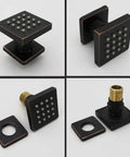 2 Inch Brass Square Massage Shower Body Sprayer Jets In Oil Rubbed Bronze Set Of 6 With Dope Adjustable Up Down Left Right Rotation