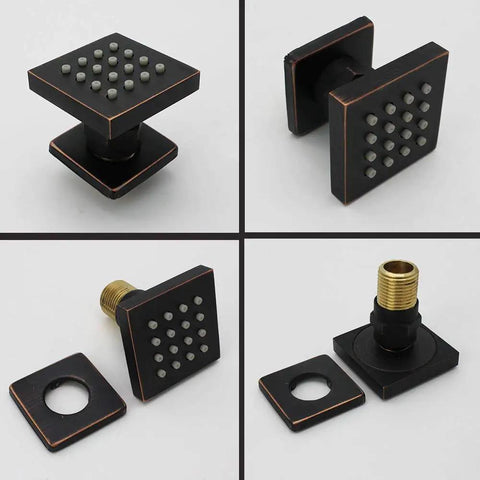 2 Inch Brass Square Massage Shower Body Sprayer Jets In Oil Rubbed Bronze Set Of 6 With Dope Adjustable Up Down Left Right Rotation