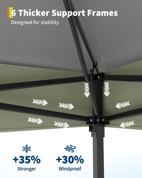 Close-up view of the support frames of the 13x13 Ft Pop Up Gazebo With Mosquito Netting For Backyard Patio Or Deck One Push Center Lock Quick Setup.