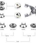 200 Piece Metal Snap Button Set With Quick Fastener Pliers Tool Kit for DIY fashion and sewing durable 9.5mm snaps, pliers, components.