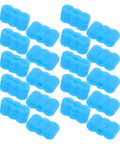 20 Piece Drawer Bumper Set For Furniture Drawers With Blue Rubber Cushions, Silent Glide Operation, shown in close-up view.