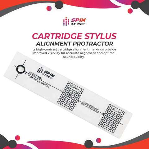 Turntable Phono Cartridge Alignment Protractor Tool With High Visibility Markings for precise stylus alignment and tracking
