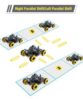LAFVIN 4WD Mecanum robot car kit with yellow wheels, Arduino IDE compatible, shown in multiple views.