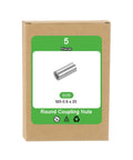M5x0.8 Round Coupling Nuts 20mm Long Five Pieces 304 Stainless Steel Fasteners For Industrial Construction Rod Bar Connectors Built To Last Beefy Tough As Nails Silver Finish, 5-pack box