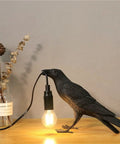 Raven Desk Lamp Dope Resin LED Bird Light For Bedroom Office Living Room Farmhouse Decor Plug In With A Soft Ambient Glow