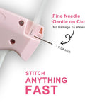 Close-up of Handheld Stitch Gun For No Sweat Wardrobe Rescue Hella Fast Clothing Fixer showing fine needle design.