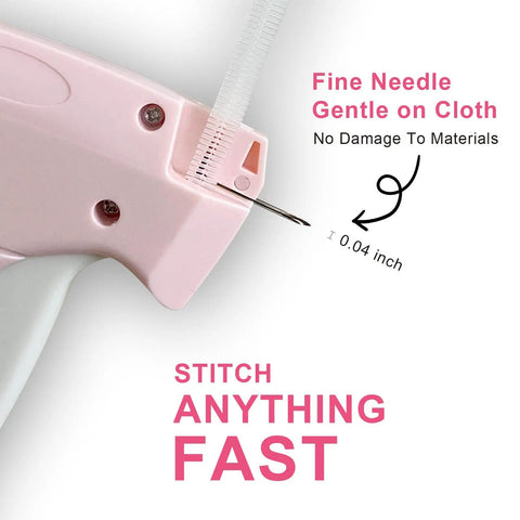 Close-up of Handheld Stitch Gun For No Sweat Wardrobe Rescue Hella Fast Clothing Fixer showing fine needle design.