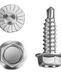 Heavy Duty Self Drilling Garage Door Screws For Hinges And Brackets Size Fourteen By Three Quarter Inch Zinc Plated Serrated Hex Washer Head Tek And Thread Cutting For Sheet Metal Drilling Pack Of Fifty