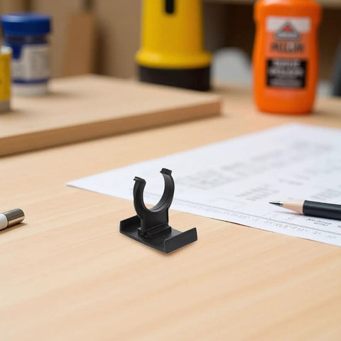 Heavy Duty Adjustable Plinth Leg Clips 12 Pack No Sweat Cabinet Leveler Hardware For Kitchen Cabinets Tables And Chairs displayed on wooden surface.