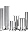Adjustable Metal Furniture Leg Set of 4 for Sofa Couch Cabinet Replacement Steel Feet, varying sizes, stainless steel.