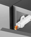 Beefy Push to Open Cabinet Latches for Doors and Drawers, Non Magnetic RV and Home Kitchen Storage installed on grey cabinet