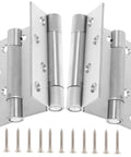 Pair of stainless steel spring hinges for garage doors, double-surface mounting, high-load capacity, with screws.