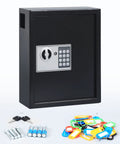 Rock Solid Heavy Duty Digital Key Safe Box With Wall Mount For 40 Keys, Large Secure Lockbox for house keys, black steel