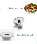 Heavy Duty Solid Stainless Steel Round Cabinet Knobs And Drawer Pull Handles With Screws 2 Pack Premium Rust Resistant Kitchen Bathroom Hardware Built Like A Tank showing smooth surface and deep hole thread design.