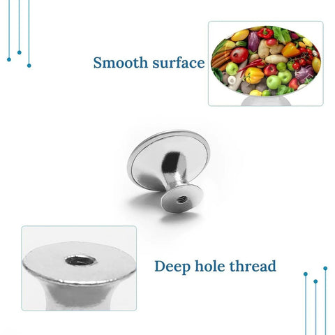 Heavy Duty Solid Stainless Steel Round Cabinet Knobs And Drawer Pull Handles With Screws 2 Pack Premium Rust Resistant Kitchen Bathroom Hardware Built Like A Tank showing smooth surface and deep hole thread design.