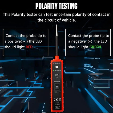 Circuit Probe Tester With Overload Protection And Component Activation For 6-24V Systems, Polarity Testing Feature Display