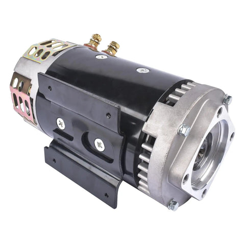 Beefed Up 24VDC 4.5HP Hydraulic Pump Motor Cross Reference 40844 48044GT Replacement Part For GS Series Scissor Lifts Fits GS2046 GS2632 GS4047 Industrial Aerial Equipment Hydraulic Power Replacement Parts black motor with metal housing